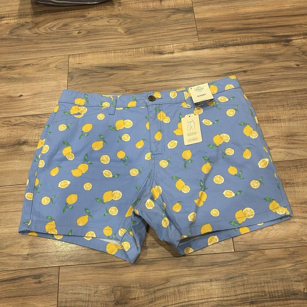 St. John's Bay Blue Lemon Print Women's Shorts